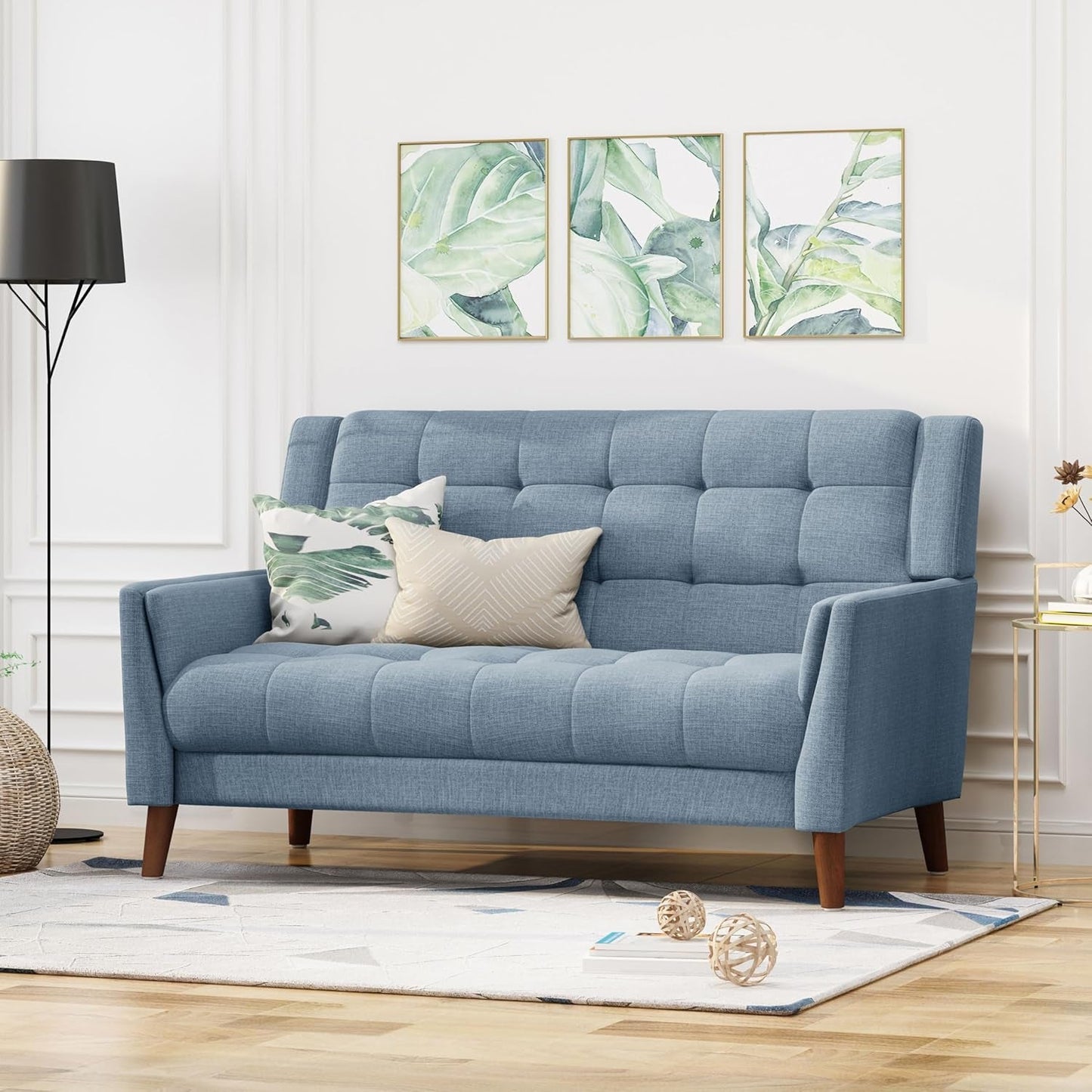 Blue Mid-Century Modern Loveseat Stylish and Comfortable