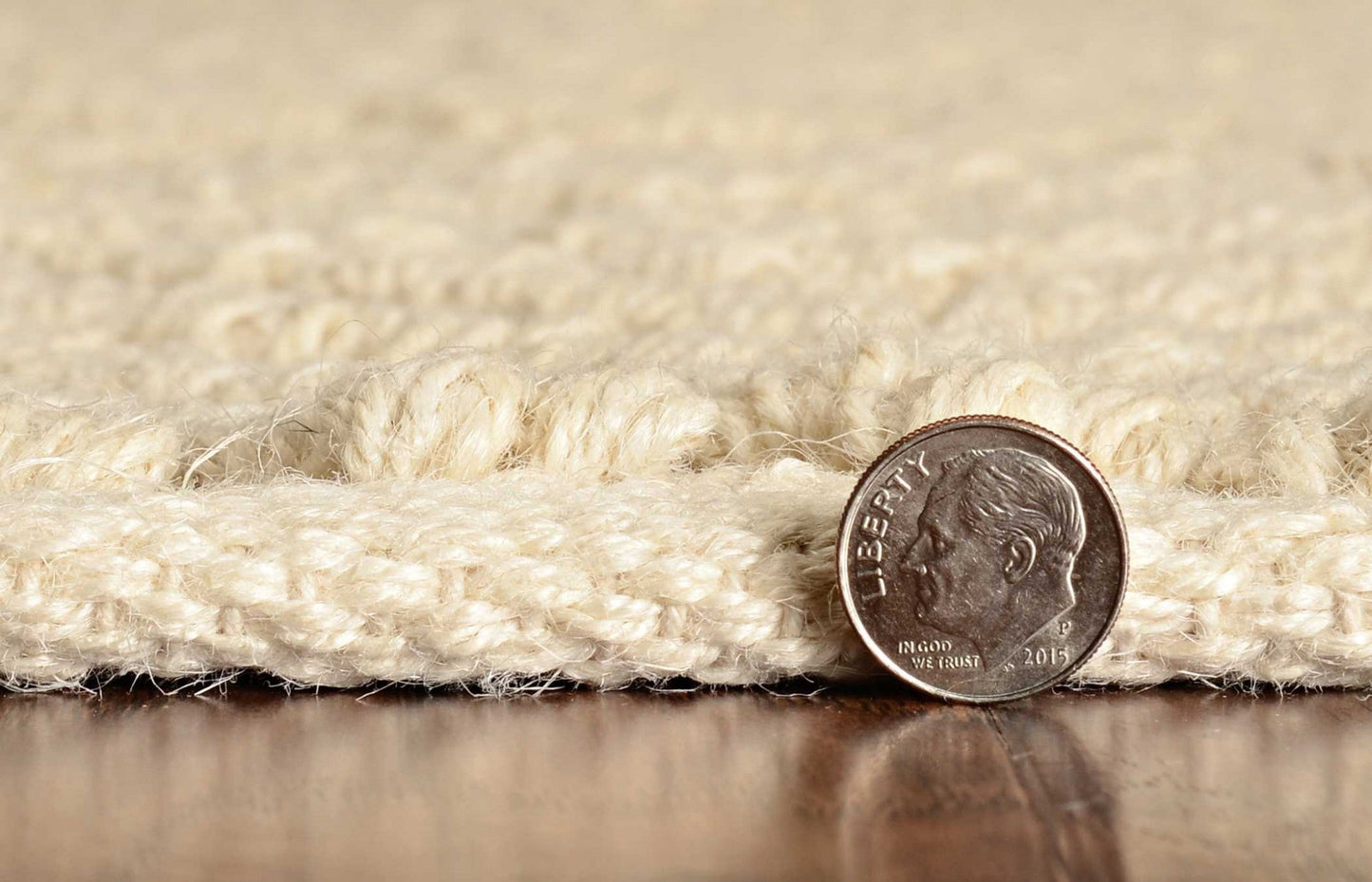 6inches x 9inches Ivory Plain Herringbone Woven Jute Indoor Area Rug