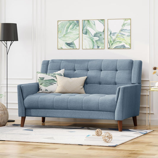 Blue Mid-Century Modern Loveseat Stylish and Comfortable