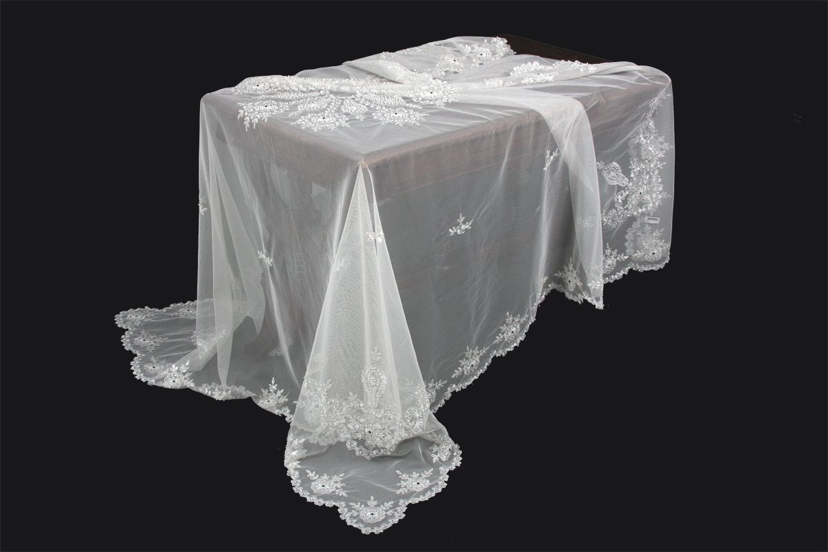 ML16138 Merrigold Lace Beaded Tablecloth, 80"X80"