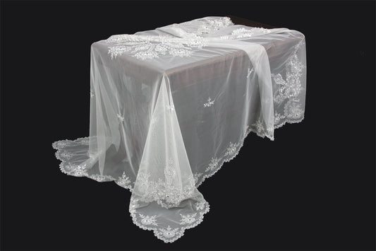 ML16138 Merrigold Lace Beaded Tablecloth, 80"X80"